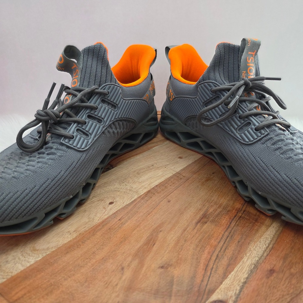 TSIODFO Mens Grey Orange Blade Running Sneakers Athletic Shoes Sz 45‎ US 11-11.5 - Picture 5 of 12